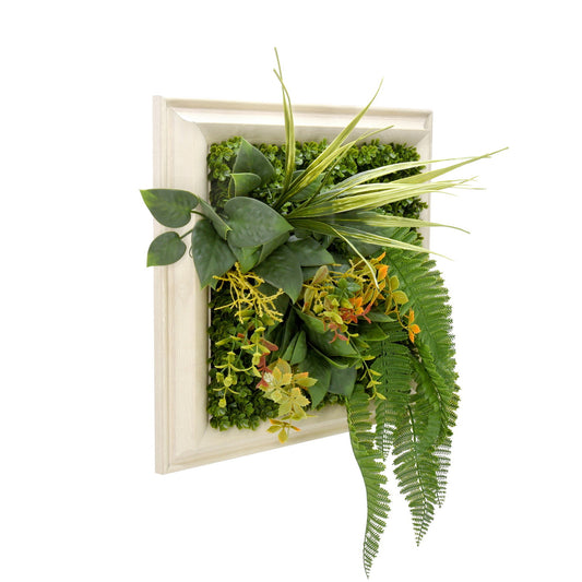 3D Green Artificial Plants Wall Panel Flower With Frame